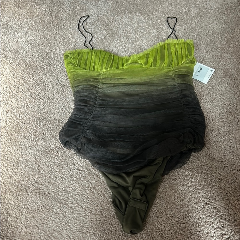 Zara Green and Black Bodysuit